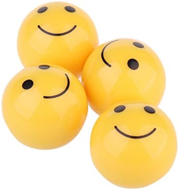 4pcs Vehicle Yellow Smiley Face Shaped Tire Valve Stems