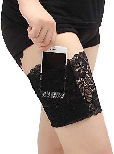 WhiFan Dolce Women's Elastic Prevent Rubbing and Chafing Lace Thigh Bands, Beige/Black/White Size A(53-58 cm/21"- 23")/B(58-63 cm/23"- 25".)/C (63-68 cm/25"- 27")
