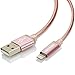 Produktbild Lightning Kabel 1m / 3,3 ft iPhone Ladekabel - MKOAWA® [Apple MFi zertfiziert] - Lightning Kabel / iPhone Ladekabel / iPhone 6 Ladekabel / Apple Datenkabel für iPhone 7 / 7 Plus / 6 / 6 Plus / 6s / 6s Plus / 5 / 5c / 5s, iPad Pro Air Air 2 mini2 mini3 4th Gen, iPod Nano 7th Gen - iOS 10 - Aluminium Anschluss - Rose Gold