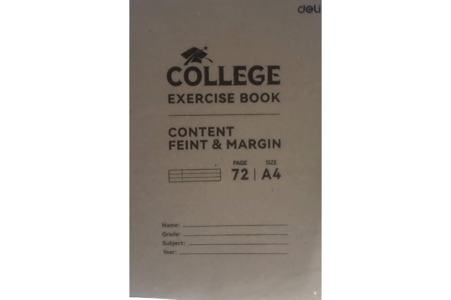 Deli Exercise Book 72 Pages, Feint Ruled with Margin, Durable Soft Cover School Notebook