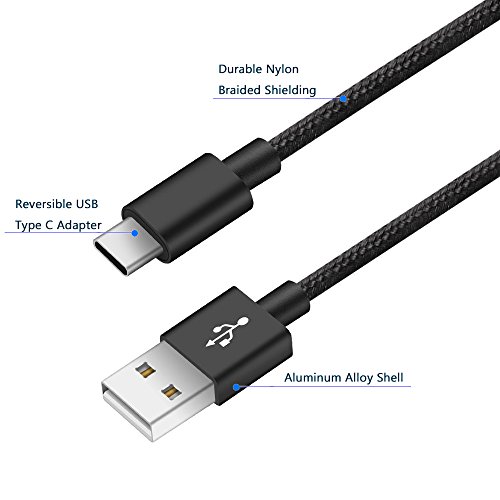 USB Type-C Kabel Nylon-lebenslange Garantie-TUOYA USB-C Ladekabel auf USB3.0 mit Nylon, Daten & Lade Type-C Datenkabel mit Aluminium Stecker für Samsung Galaxy S8 / S8 Plus, LG G5, Lumia 950xl/950, Nexus 5x/6p, OnePlus 3, und andere Type-C unterstützte Geräte (3pack-1m+2m+3m, Schwarz) - 2
