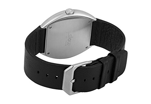 slow O 04 - Black Leather Silver Case White Dial Unisex Quartz Watch with White Dial Analogue Display and Black Leather Strap