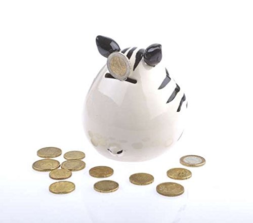 by-Bers Serengeti Spardosen aus Keramik, außergewöhnliches Design, handbemalt, als Löwe, Affe, Tiger, Giraffe, Nashorn, Nilpferd, Rosarote Panther Zebra Spardose, Sparbüchse Sparschwein oder Sparkasse im besonderen Design (Zebra) - 3