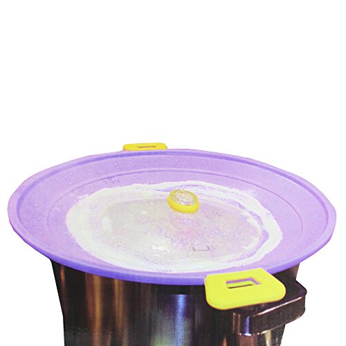 COM-FOUR® 3 in 1 Überkochschutzdeckel – Schützt vor Überkochen & Spritzern, Dampfgarfunktion (lila) - 5