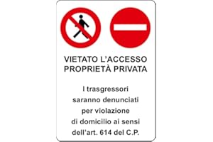 SOCIAL CRAZY CARTELLO SEGNALETICO - VIETATO L'ACCESSO PROPRIETA' PRIVATA - Con Adesivo in Vinile e Pannello in Forex (Pannello 5mm Stampato)