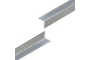 VIRTUAL PLASTICS Aluminium Corner Trim - Aluminium Angle Edge Trim - Natural Silver Finish - 1 Metre length (20mm x 20mm)
