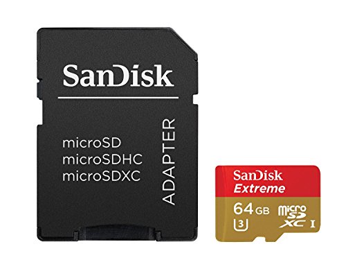 SanDisk Extreme 64GB microSDXC bis zu 90 MB/Sek, Class 10, U3 Speicherkarte mit Adapter