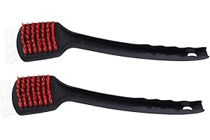 AUklOPVZZ 2x Nylon Bristles BBQ Cleaning Brush Durable And Safe For Porcelain Chrome Mesh And Cast Iron Grille Grill Brush