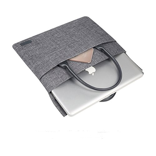 Arvok 15-15,4 Zoll MacBook Pro/Retina Tasche Hülle Schutzhülle Laptoptasche Laptophülle Huelle Aktentasche Canvas-Gewebe Mit PU Leder LaptopSleeve Mit Griff Reißverschluss-Tasche Für Ultrabook/Ultra Slim Netbook/ Tablet , Grau - 6