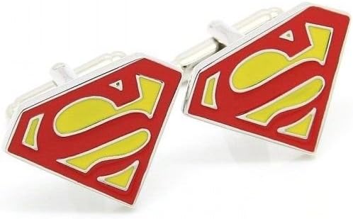 LJAllenSuper Hero Superman Yellow and Red Cufflinks Cuff Links