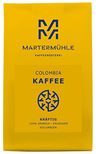 Martermühle | Kaffee Colombia (1kg) | Ganze Bohnen | Premium Kaffeebohnen aus Kolumbien | Schonend geröstet | Kaffee säurearm | 100% Arabica