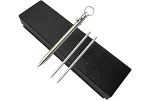 FloraVigo Minidługopis z czystego tytanu z funkcją przykręcania, EDC, metalowy długopis z kółkiem na klucze