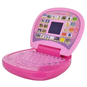 akshaya kids laptop, led display, with music, educational laptop learner with led screen, multi color-Pink