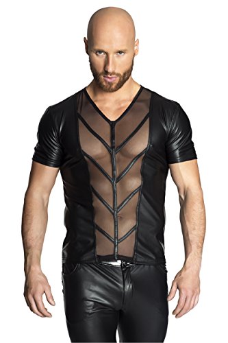 Preisvergleich Produktbild Noir Handmade Herren Wetlook Shirt H029 schwarz-50 / 52