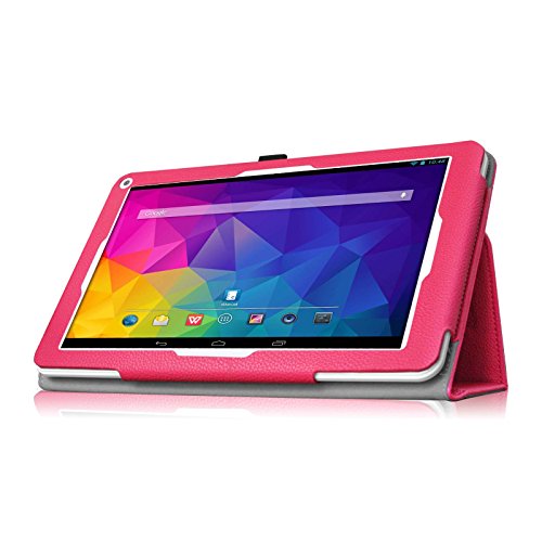 Fintie Odys Ieos Quad white Edition X610092 / Ieos Quad Pro Office Edition (10,1 Zoll) Tablet-PC Hülle – Slim Fit Folio Kunstleder Schutzhülle Cover Tasche mit Ständerfunktion und Stylus-Halterung, Magenta - 7
