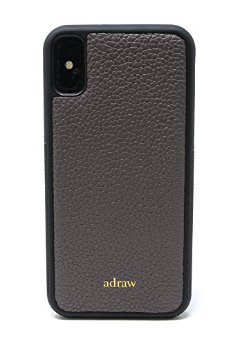 adraw iPhone Funda de Cuero Genuino, Funda Protectora Noble, Funda de Móvil de Lujo, Funda de Cuero, Funda, Case (Apple iPhone X, Gris)