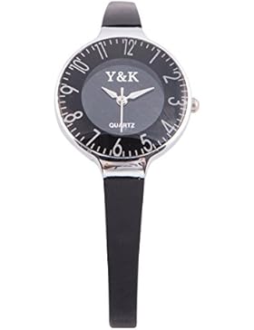 Yaki Modeuhr Sportliche Damenuhren Quarz Uhren Casual Uhr Frauen Schmal Silikonarmband Schwarz