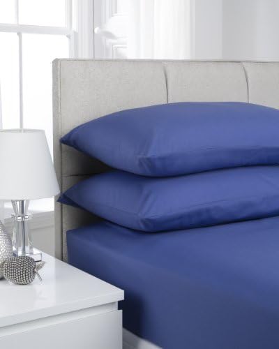 Hamilton McBride 68 Pick Polycotton French Blue Double Fitted Sheet (Pillowcases Sold Separately)