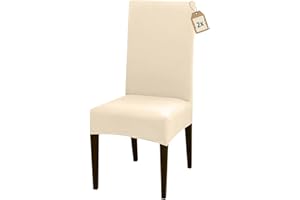 FIGOOO Stuhlhussen 2er Set Stretch Stuhlhussen für Esszimmerstühle Elastisch Moderne Universal Stuhlbezug für Restaurant Hotel Bankett Party Deko(Beige,2er Set)