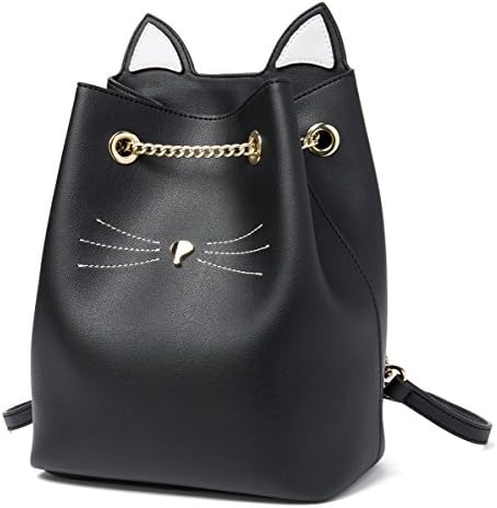 Malirona Leather Bucket Bag Women Crossbody Bag Shoulder Handbags with Chain Strap (Black)