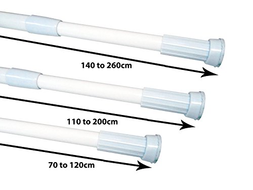 Msv Telescopic Extendable White Shower Curtain Pole Rod Rail 70
