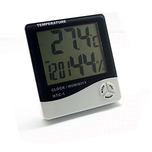 Sienoc LCD Digital Thermometer Hygrometer Luftfeuchtigkeitsmesser Luftfeuchtigkeit Digital TEMP Humidity Clock Thermometer Hygrometer Luftfeuchtigkeitsmesser HTC-1