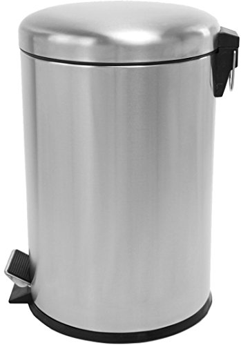 20 Liter Edelstahl Mülleimer, mattierter Tret- Abfalleimer mit abgerundetem Deckel - 3