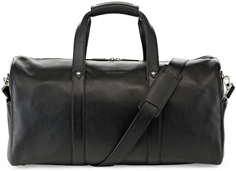 Urban Safari Mens Leather Weekend Bag, Leather Holdall, Leather Duffle Bag, Gym Bag (Black)