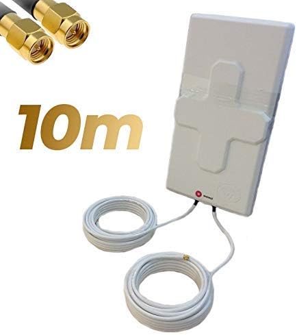 Antenna 4G Wonect 50dBi White Outdoor 5.10 or 15 Meters Cable Connector SMA Male Built-in 10 m White