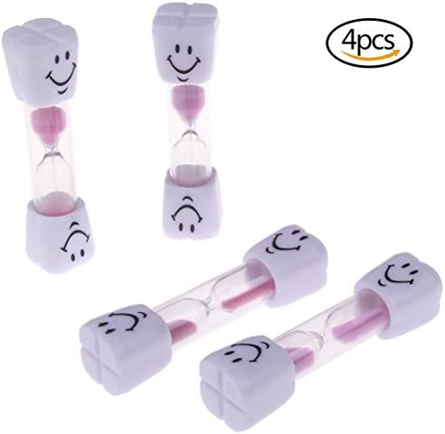 WuliRose 4 PCS Pink Sand Timer Hourglass 30 Sec/1 Min/2 Mins/3 Mins Smile Face Sandglass for Kitchen Cooking Games Children Brush Teeth Countdown