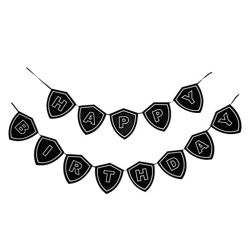 Mudder Happy Birthday Banner Schwarz Girlande Flagge mit 8 Stück Papier Pompons zum 21. 30. 40. 50. 60. Geburtstag für Geburtstag Party Dekoration - 5