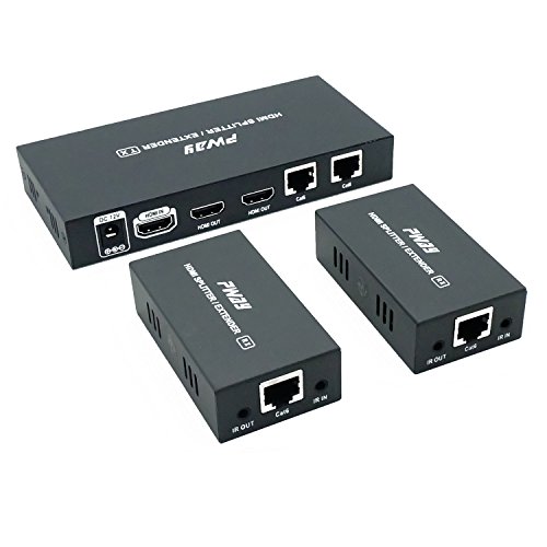 PW-HTS0102IR(POC) 1X2 HDMI Extender Splitter Ultra HD 1080P sur câble Support EDID Jusqu'à 60m/196ft Cat6 Télécommande IR(20~60Hz) Pass?1 in 2 Out?