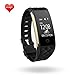 Produktbild Fitness-Armband, wasserdicht, mit Herzfrequenzüberwachung, Schlafüberwachung, Schrittzähler, Kalorienzähler, Bluetooth-Armband für iPhone / Android, schwarz