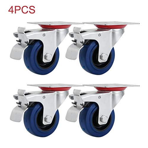 Preisvergleich Produktbild Kitechildhrrd 4 x Transportrollen Gummi lenkrollen Schwerlastrollen mit Bremse MÖbelrollen Bockrollen Apparaterolle Doppelrollen Strandkorbrollen für möbel 80mm 100mm bis 500kg (100mm)