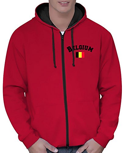Coole-Fun-T-Shirts Belgien Sweatshirtjacke Varsity Jacke rot-schwarz, Gr.XXL