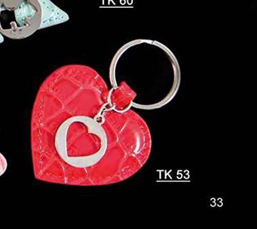 Preisvergleich Produktbild Inoka Milano Schlüsselanhänger Herz rot mit Button Einkaufsroller