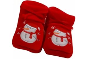 COLLECTION DE NOËL POUR BÉBÉ Chaussons bébé brodés "Mon premier noël" King bear rouge/blanc 0/3mois