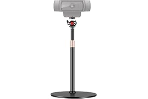 Borenbuir Webcam Desk Mount Stand with 360° Ballhead, Heavy Base Height Adjustable Compatible with Logitech Webcam C920 C922 Brio 4K, and Other Webcam with 1/4" Thread for Live Streaming/Video Calling