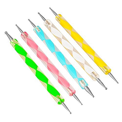 Goliton® 5 Stück Dotting Pen Punktierung Stift Marbleizing Werkzeug Nagellack Maniküre Dot Nail Art Set - 2