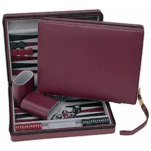 WE Games Burgundy Magnetic Backgammon Set with Carrying Strap - Travel SizeWE Games Burgundy Magneti