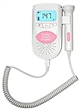 Jumper Medical JPD-100S6 Fetal Doppler, handgehaltenes Ultraschallgerät zum Hören und Überwachen der Baby-Herztöne, mit 3,0 MHz Sonde, CE, FDA, ISO Zertifizierung, mit hintergrundbeleuchtetem LCD-Display, 2 AA-Batterien, weiß-rosa Farbe.