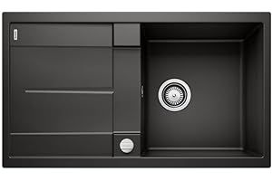 BLANCO METRA 5 S | Granitspüle aus SILGRANIT schwarz | Einbauart: Einbau von Oben | reversibel | für 50 cm breite Unterschränke | Großes Becken | Reinigungsfreundliche Öberfläche