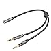 Price comparison product image aceyoon 3.5mm Y Splitter 2 Jack Male to 1 Female Headphone Mic Audio Adapter 30cm 1ft Short Aux Splitter Cable support Microphone compatible for Speaker Headphones PC Laptop Tablet etc