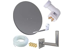netshop 25 HD Sat Anlage 80cm Spiegel + Opticum Quad LNB für 4 Teilnehmer + 50m Kabel + 40cm Wandhalter (3 Farben wählbar)