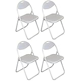 Chaise pliante rembourrée - pour le bureau - entièrement blanche - lot de 4