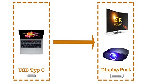 USB C zu DisplayPort Kabel 2m (4K@60Hz) – InfiniTools – USB 3.1 (Thunderbolt 3 kompatibel) , 2 Meter Länge – USB Type C auf DP, für MacBook Pro 2016 Macbook 12 Zoll, Samsung Galaxy S8, ChromeBook Pixel,… - 4