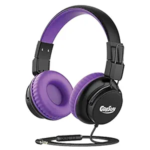 gorsun Kids Headphones with 85dB/94dB Volume Limited, in-line HD Mic, Audio Sharing, Foldable Toddler Headphones, Adjustable, Children Headphones Over-Ear for School Travel(Purple)