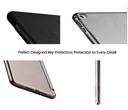 iPad Air 2 Hülle, Toeoe iPad 6th Auto Aufwachen / Schlaf Funktion Schutzhülle mit Lichtdurchlässig Rückseite Abdeckung und Eingebautem Magnet für iPad Air 2 (Schwarz) - 3