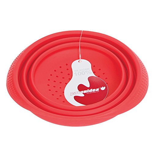 Faltbarer Silikonseiher (Ø23 cm, 4 L, Große: Large), Hohe Qualität aus 100% Platin-Silikon, Made in Italy, Silikonsieb, Falbarer Seiher, Sieb Faltbar, Küchensieb, Abtropfsieb, Collapsible Silicone Colander, Strainer, 23 x 23 cm (Large – Red) - 3