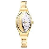 Hswt Damen Armbanduhr Edelstahl Quarz Freizeit Schau Zu Oval Trend Mode Uhr,Gold